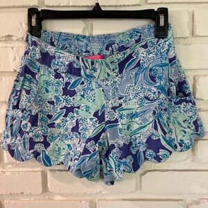 Lilly Pulitzer Blue and Green Floral High Waist Shorts